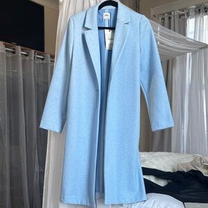 Zara Light Blue Women's Long Blazer Jacket